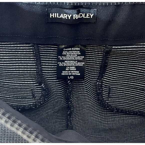 Hilary‎ Radley Stretch Pull On Pants Womens Size Large Black Mini Check Pockets - Picture 3 of 9
